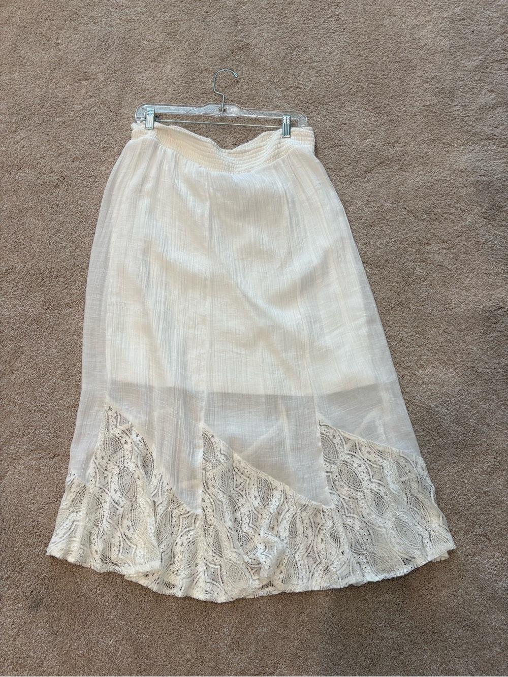Apt. 9 Cream Maxi Skirt with Lace Hem